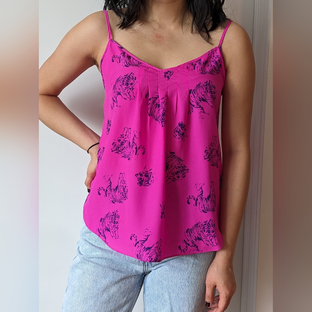 Aritzia Talula Magenta Strappy Tank S Tiger Print